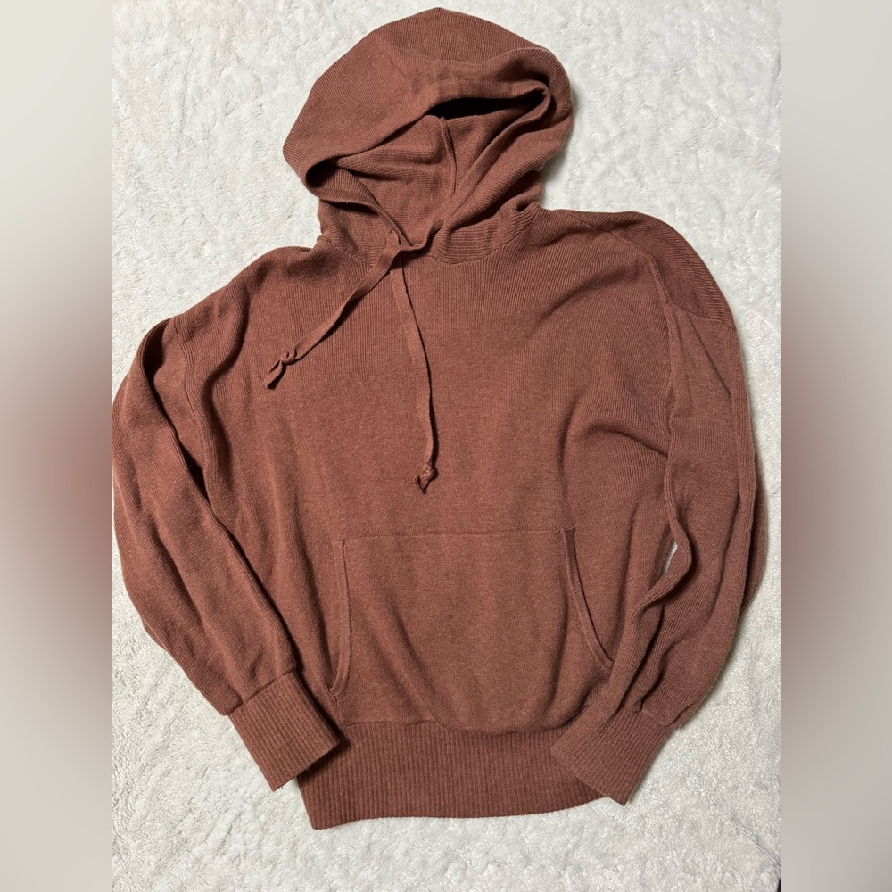 DownEast Brown Cotton wool blend Knit Hoodie